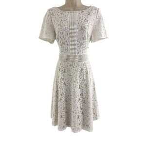 Jessica Howard White Lace Fit & Flare Dress Size 12 Wedding Bride Party Mother